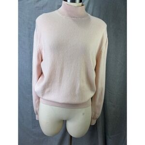 Hunt Club Collection 100% Cashmere Mock Neck Sweater Light Pink Women's L *AS IS